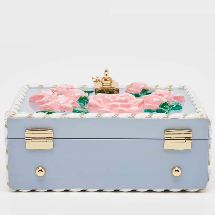 Pre Owned Dolce & Gabbana Multicolor Leather and Snakeskin Floral Dolce Box Top Handle Bag 