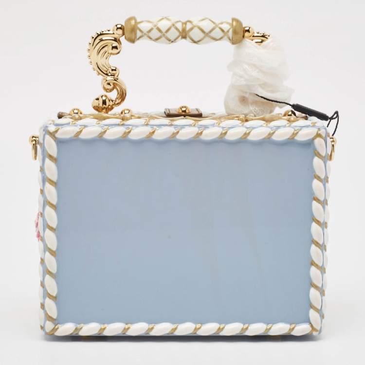 Pre Owned Dolce & Gabbana Multicolor Leather and Snakeskin Floral Dolce Box Top Handle Bag 