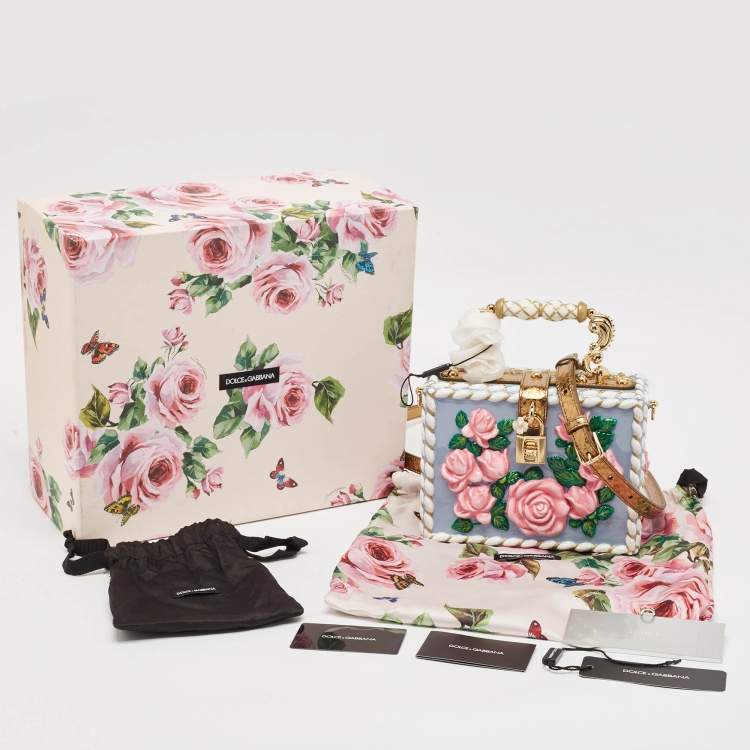Pre Owned Dolce & Gabbana Multicolor Leather and Snakeskin Floral Dolce Box Top Handle Bag 