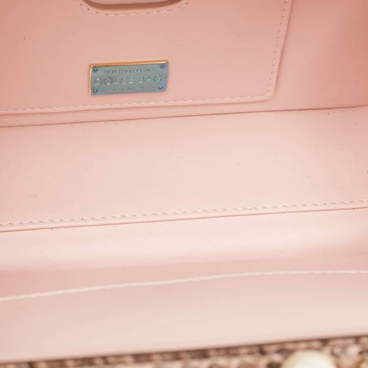 Pre Owned Dolce & Gabbana Pink Acrylic and Snakeskin Embellished Mother of Pearl Dolce Box Bag