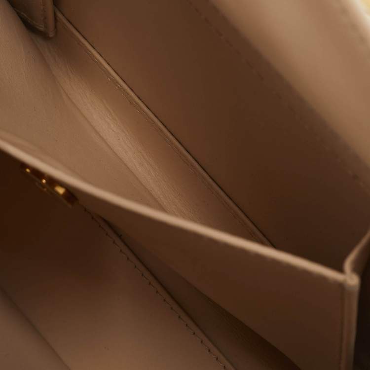 Pre Owned Dolce & Gabbana Gold/Beige Wood and Velvet Mirror Box Regine Top Handle Bag