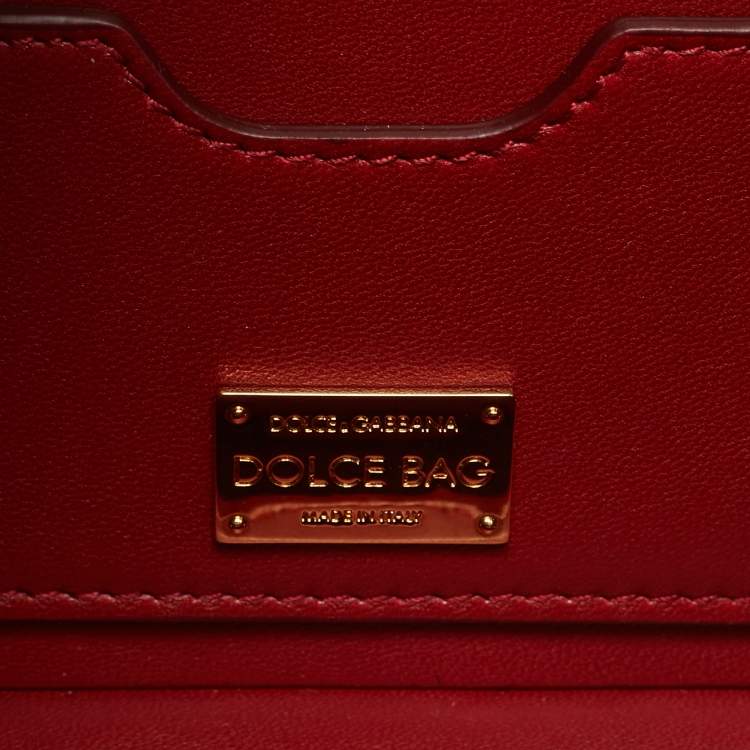 Pre Owned Dolce & Gabbana Gold/Red Rose Painted Wood Dolce Box Top Handle Bag