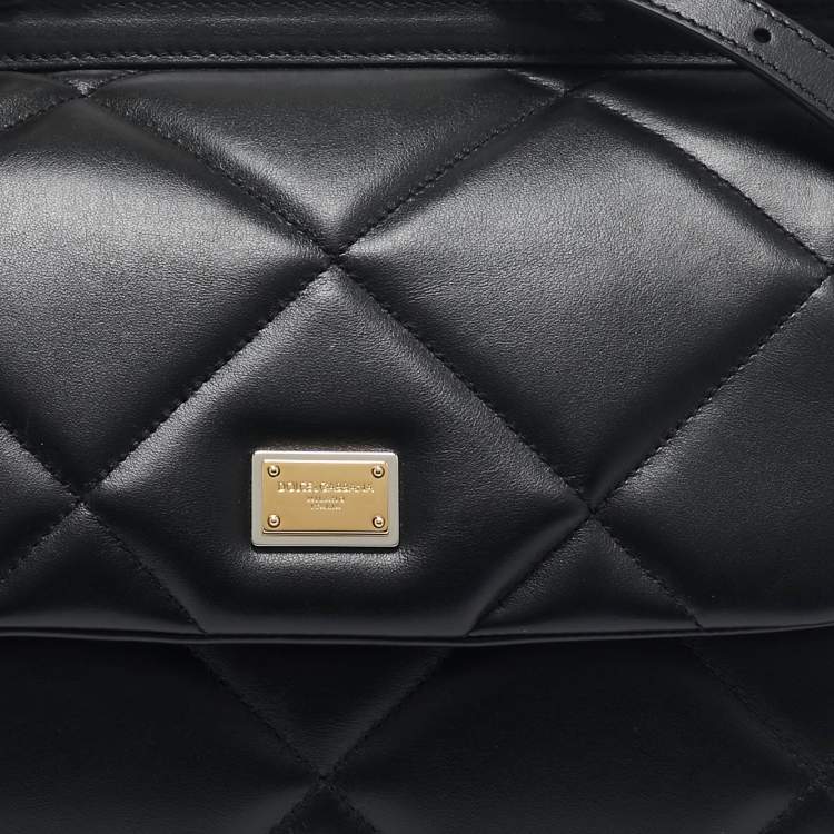 Pre Owned Dolce & Gabbana Black Quilted Leather Medium Miss Sicily Top Handle Bag