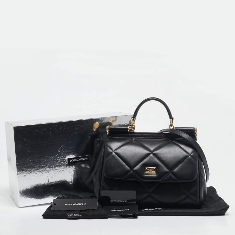 Pre Owned Dolce & Gabbana Black Quilted Leather Medium Miss Sicily Top Handle Bag