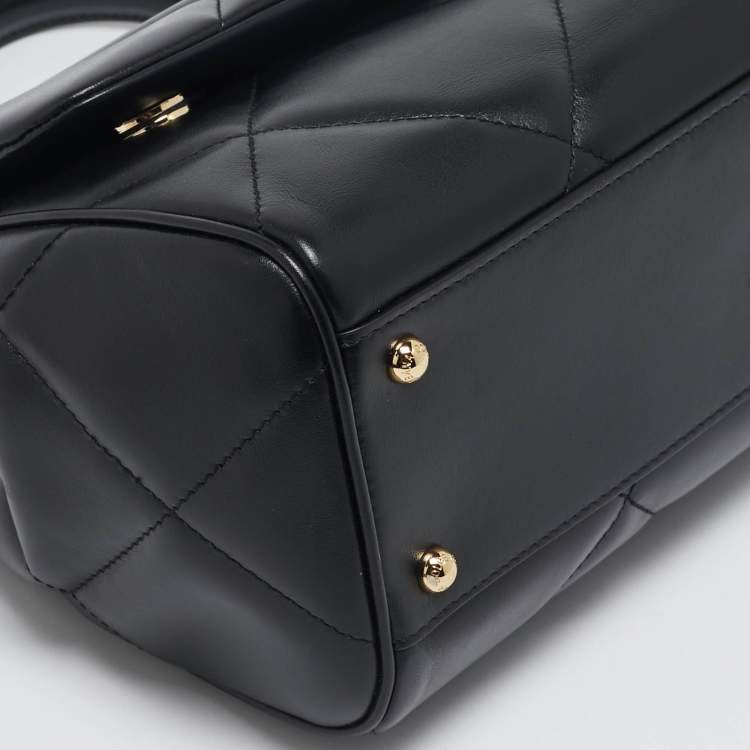 Pre Owned Dolce & Gabbana Black Quilted Leather Medium Miss Sicily Top Handle Bag