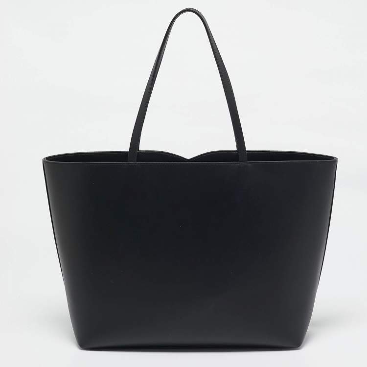 Pre Owned Dolce & Gabbana Black Leather DG Logo Shopper Tote
