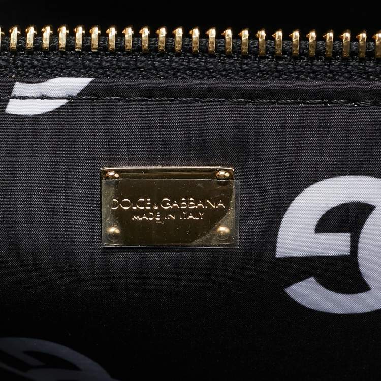 Pre Owned Dolce & Gabbana Black Leather DG Logo Shopper Tote