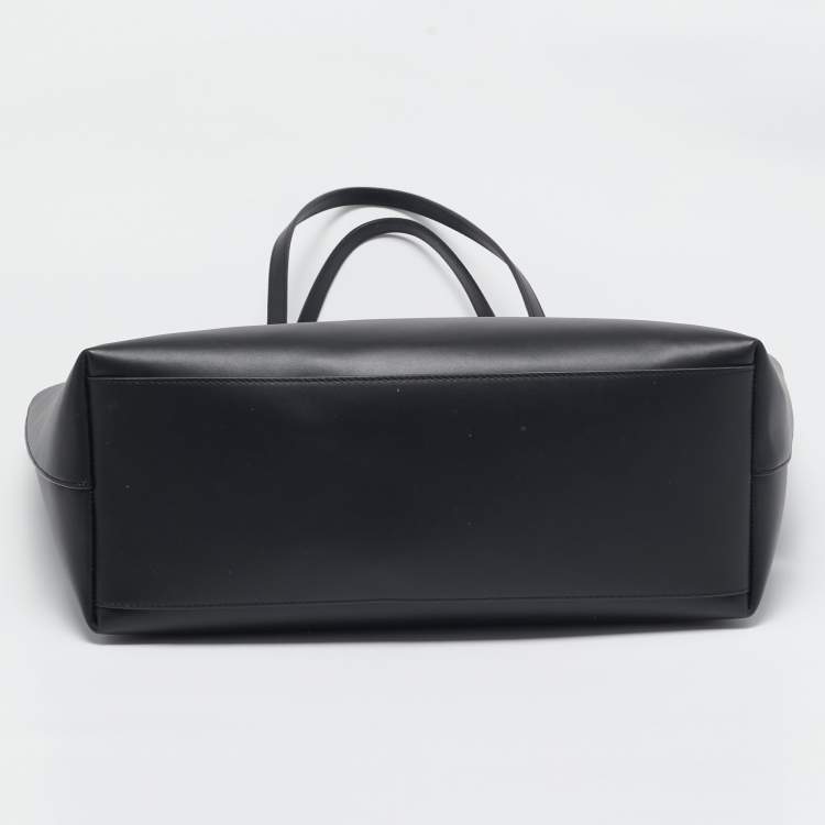 Pre Owned Dolce & Gabbana Black Leather DG Logo Shopper Tote