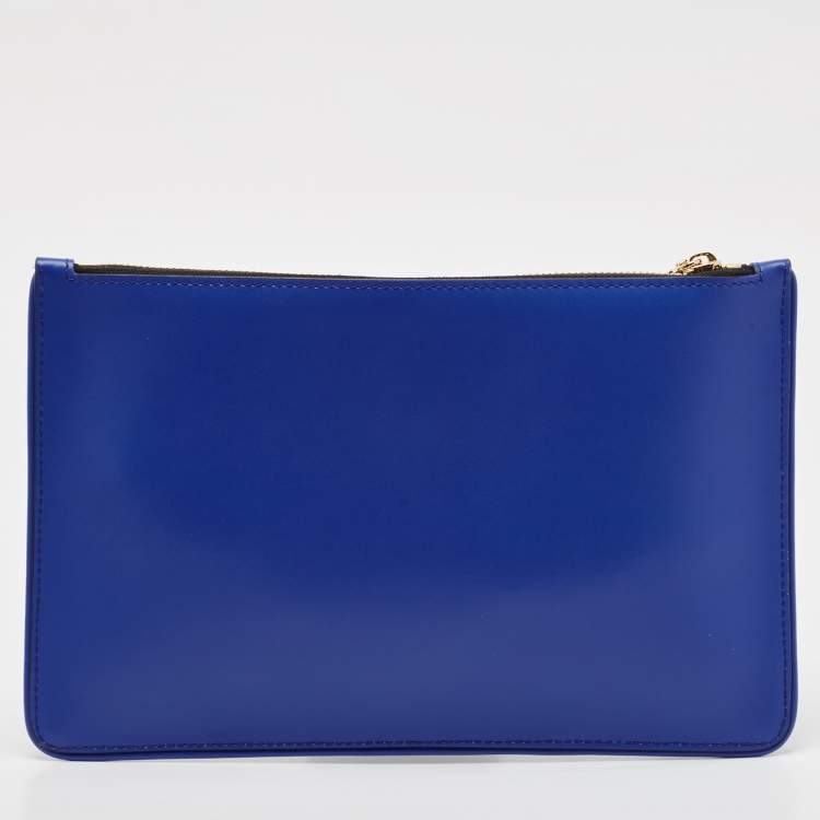 Pre Owned Dolce & Gabbana Blue Leather DG Millennials Wristlet Clutch