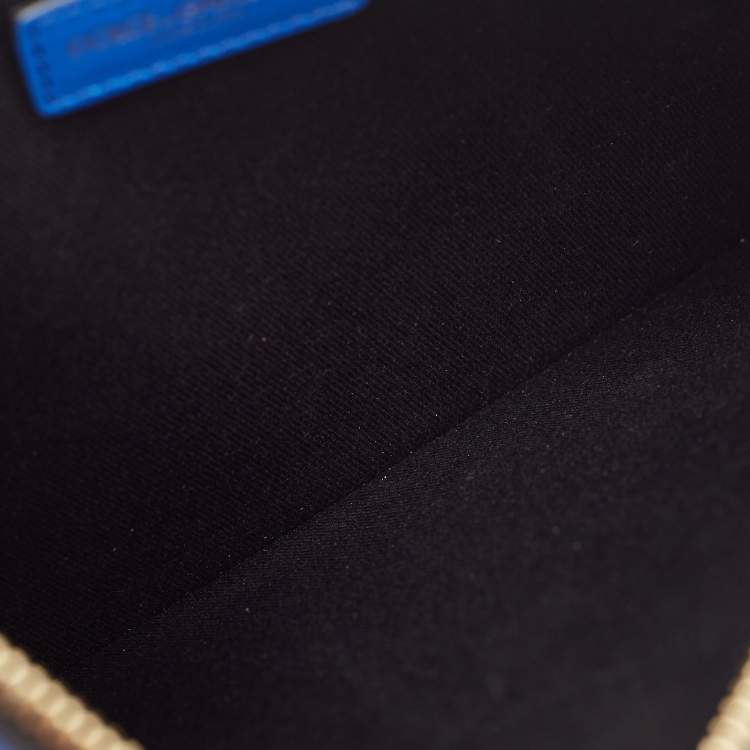 Pre Owned Dolce & Gabbana Blue Leather DG Millennials Wristlet Clutch