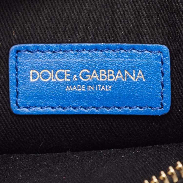 Pre Owned Dolce & Gabbana Blue Leather DG Millennials Wristlet Clutch