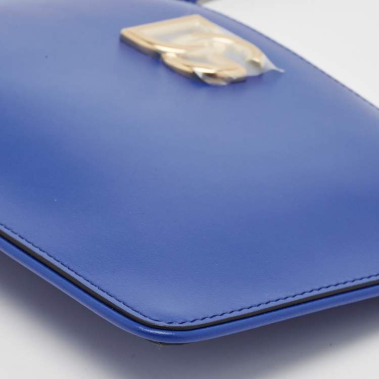 Pre Owned Dolce & Gabbana Blue Leather DG Millennials Wristlet Clutch