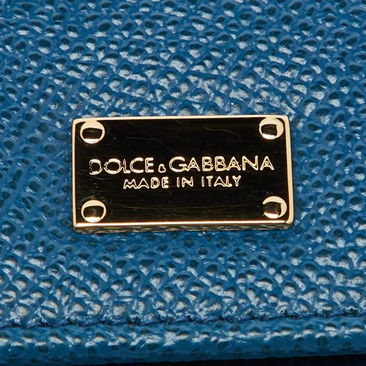 Pre Owned Dolce & Gabbana Blue Leather Flap Continental Wallet