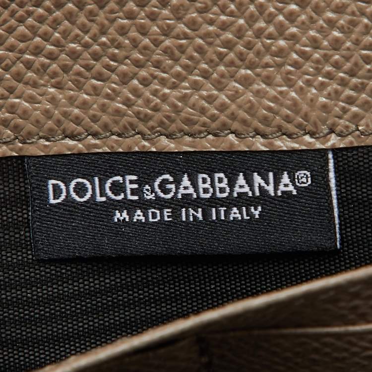 Pre Owned Dolce & Gabbana Taupe Leather Zip Around Wallet