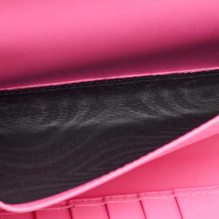 Pre Owned Dolce & Gabbana Pink Leather Sicily Phone Chain Bag