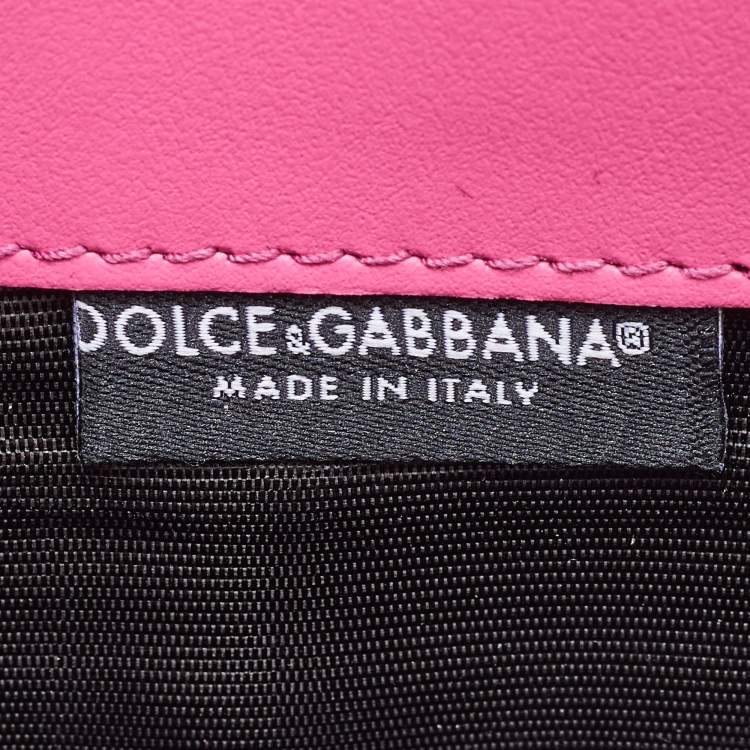 Pre Owned Dolce & Gabbana Pink Leather Sicily Phone Chain Bag