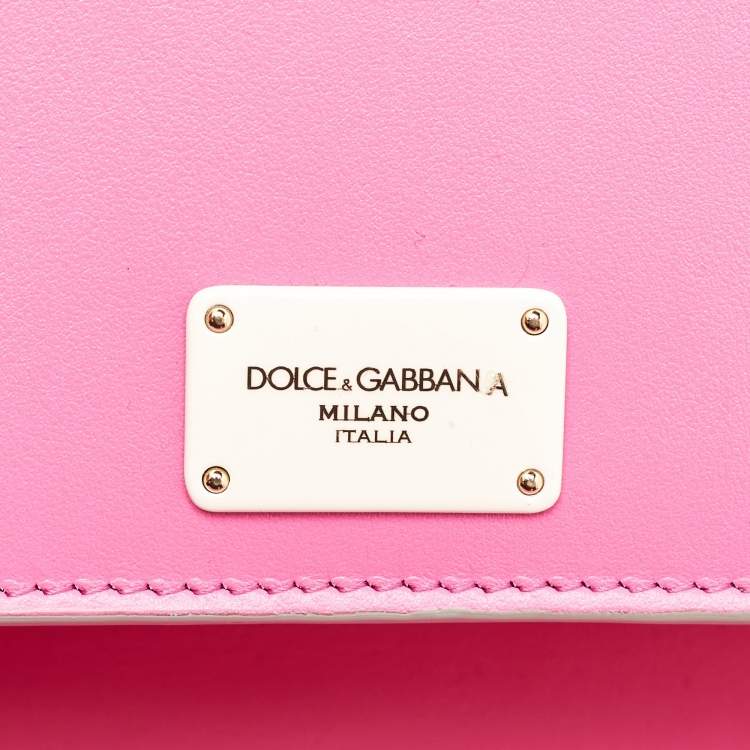 Pre Owned Dolce & Gabbana Pink Leather Sicily Phone Chain Bag