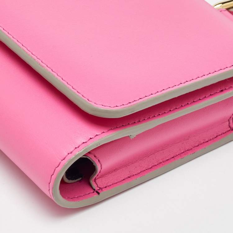 Pre Owned Dolce & Gabbana Pink Leather Sicily Phone Chain Bag