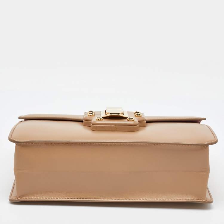 Pre Owned Dolce & Gabbana Beige Leather Lucia Shoulder Bag