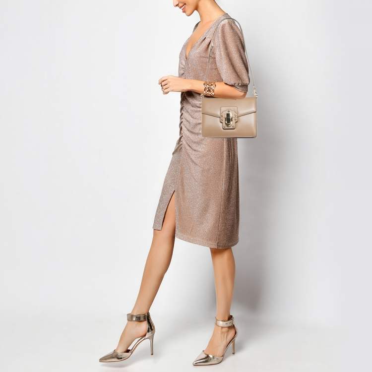Pre Owned Dolce & Gabbana Beige Leather Lucia Shoulder Bag