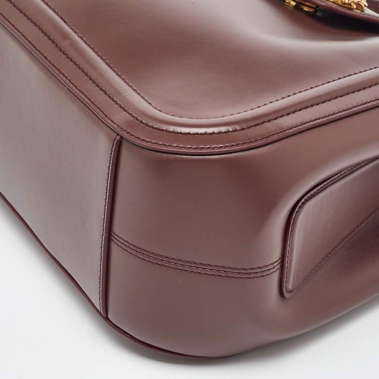 Pre Owned Dolce & Gabbana Brown Leather DG AMORE Top Handle Bag