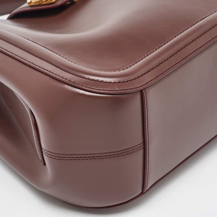 Pre Owned Dolce & Gabbana Brown Leather DG AMORE Top Handle Bag