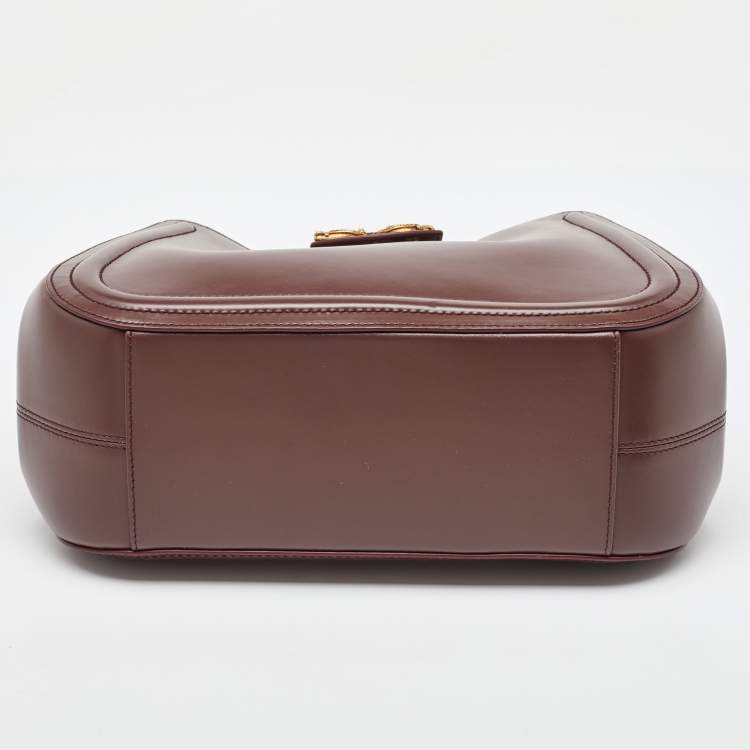 Pre Owned Dolce & Gabbana Brown Leather DG AMORE Top Handle Bag