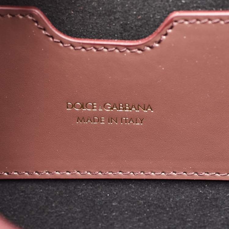 Pre Owned Dolce & Gabbana Brown Leather DG AMORE Top Handle Bag