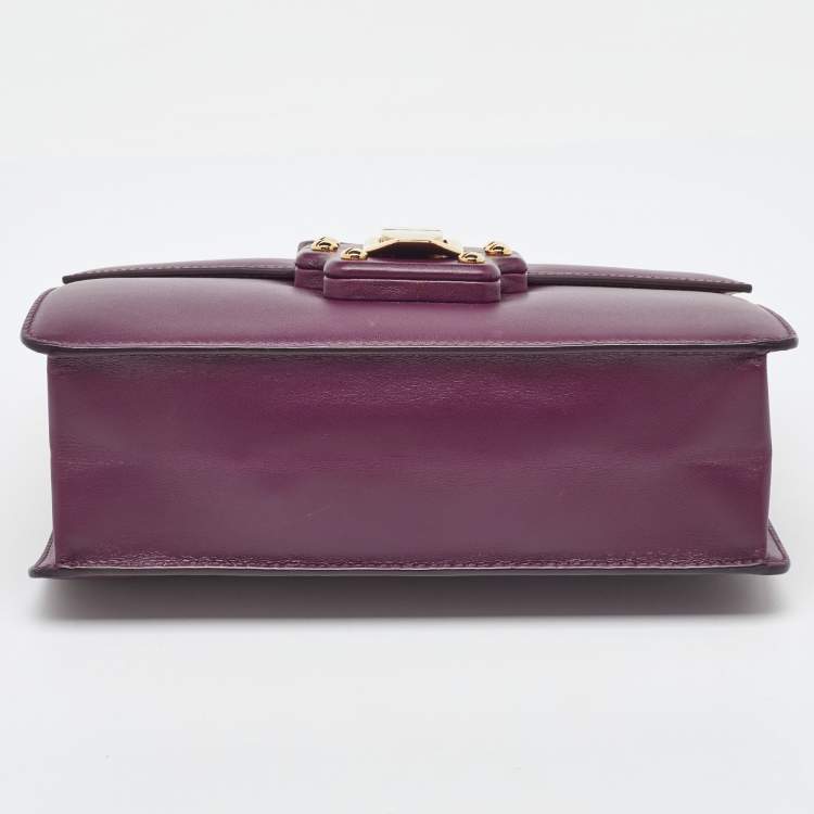 Pre Owned Dolce & Gabbana Burgundy Leather Lucia Shoulder Bag