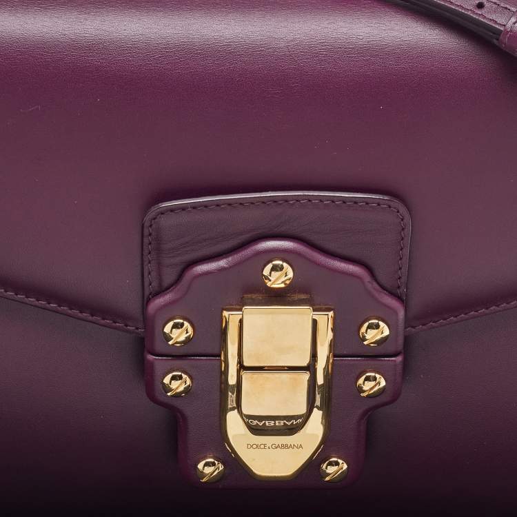 Pre Owned Dolce & Gabbana Burgundy Leather Lucia Shoulder Bag