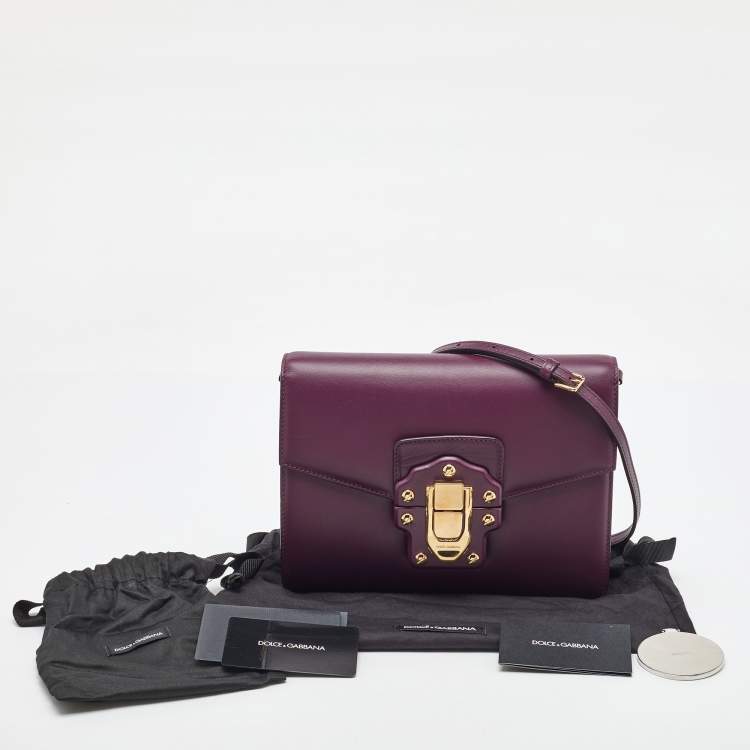 Pre Owned Dolce & Gabbana Burgundy Leather Lucia Shoulder Bag