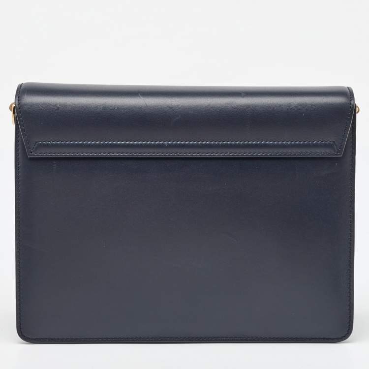 Pre Owned Dolce & Gabbana Navy Blue Leather Lucia Shoulder Bag