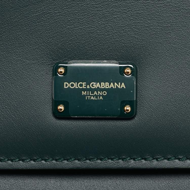 Pre Owned Dolce & Gabbana Dark Green Leather Small Miss Sicily 58 Top Handle Bag