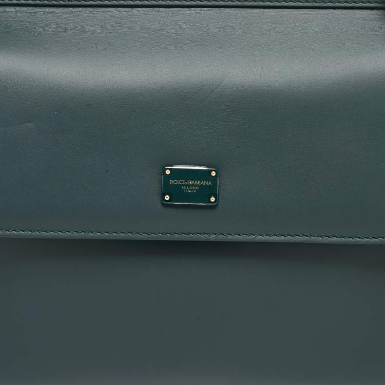 Pre Owned Dolce & Gabbana Dark Green Leather Small Miss Sicily 58 Top Handle Bag