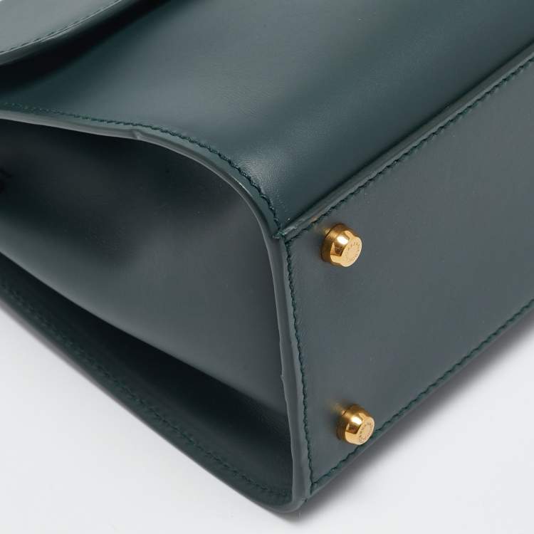 Pre Owned Dolce & Gabbana Dark Green Leather Small Miss Sicily 58 Top Handle Bag