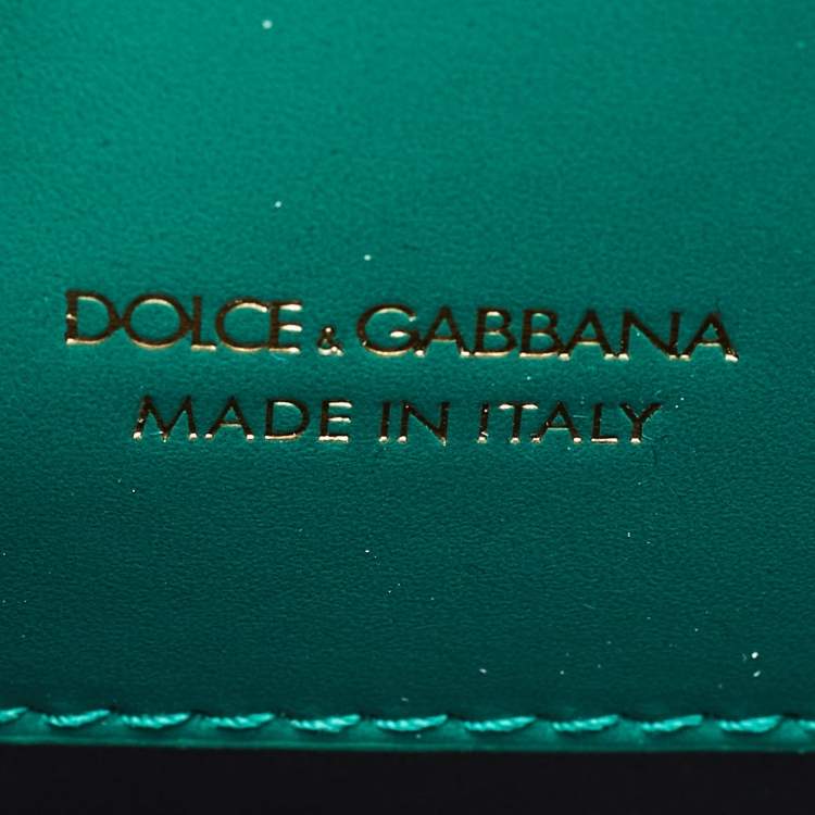 Pre Owned Dolce & Gabbana Green Leather Small Amore Crossbody Bag