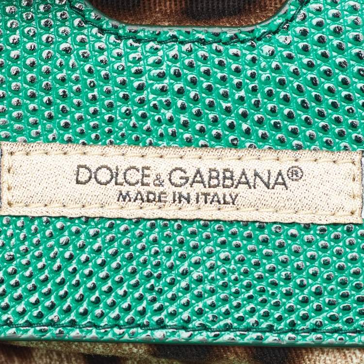 Pre Owned Dolce & Gabbana Green Iguana Embossed Leather Crystal DG Logo Medium Miss Sicily Bag