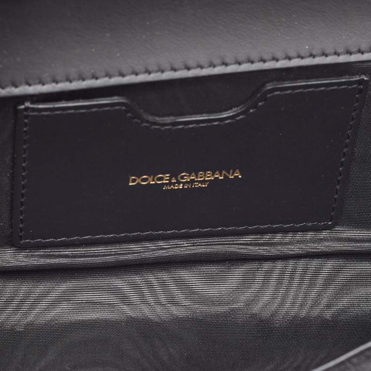 Pre Owned Dolce & Gabbana Black Lace and Satin Flap Crossbody Bag