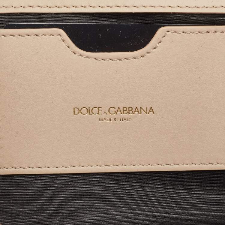 Pre Owned Dolce & Gabbana Beige Lace and Satin Flap Crossbody Bag