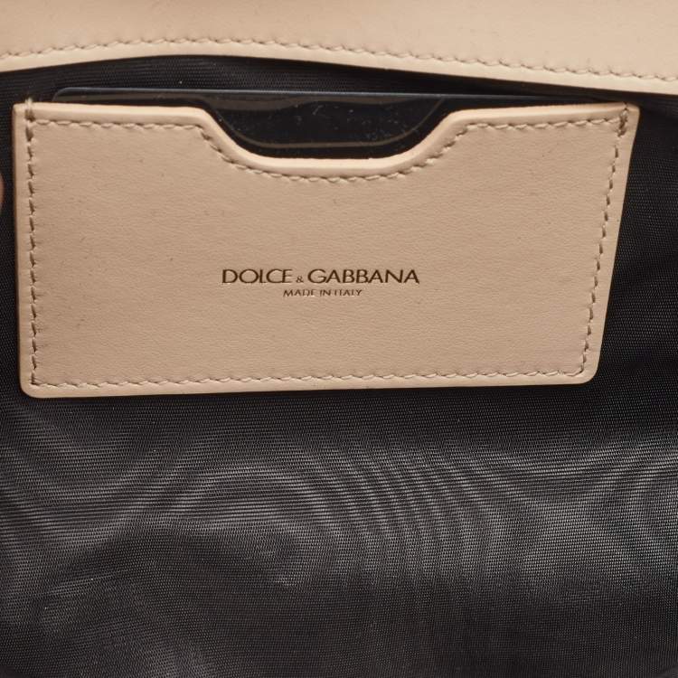 Pre Owned Dolce & Gabbana Beige Lace and Satin Flap Crossbody Bag