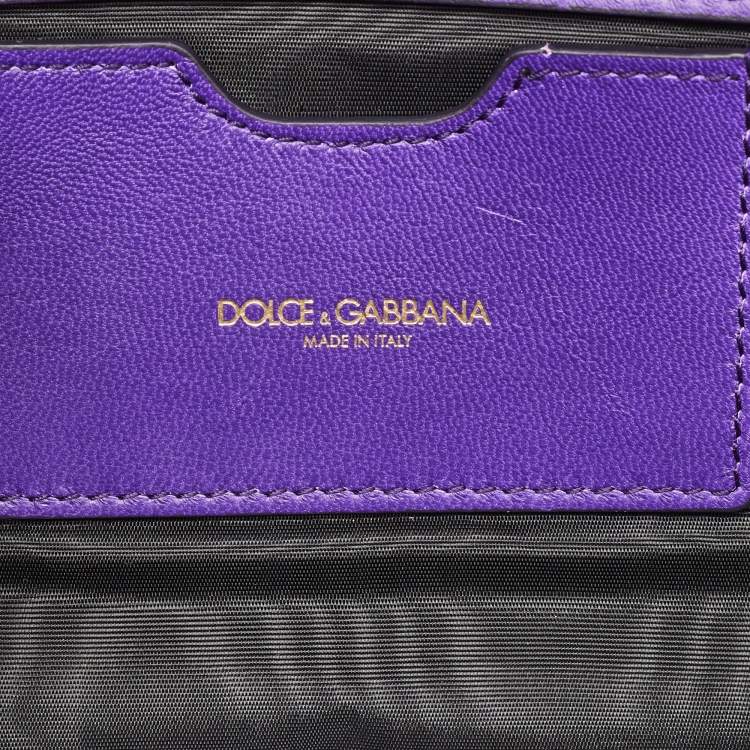 Pre Owned Dolce & Gabbana Purple Lace and Satin Flap Crossbody Bag