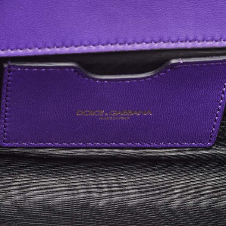 Pre Owned Dolce & Gabbana Purple Lace and Satin Flap Crossbody Bag