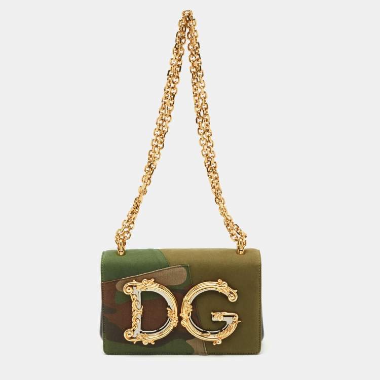 Pre Owned Dolce & Gabbana Camouflage Fabric DG Girls Shoulder Bag