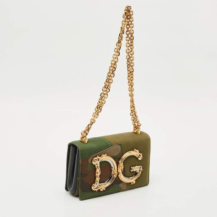 Pre Owned Dolce & Gabbana Camouflage Fabric DG Girls Shoulder Bag