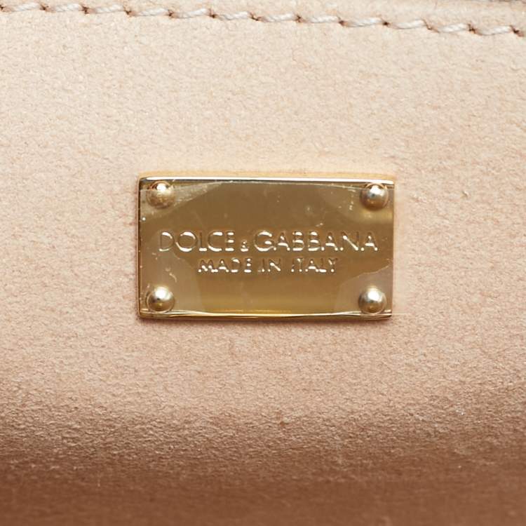Pre Owned Dolce & Gabbana Beige Leather DG Logo Flap Bag