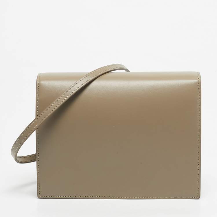 Pre Owned Dolce & Gabbana Beige Leather DG Logo Flap Bag