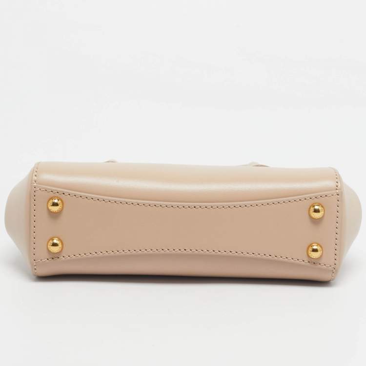 Pre Owned Dolce & Gabbana Beige Leather Mini Marlene Tote