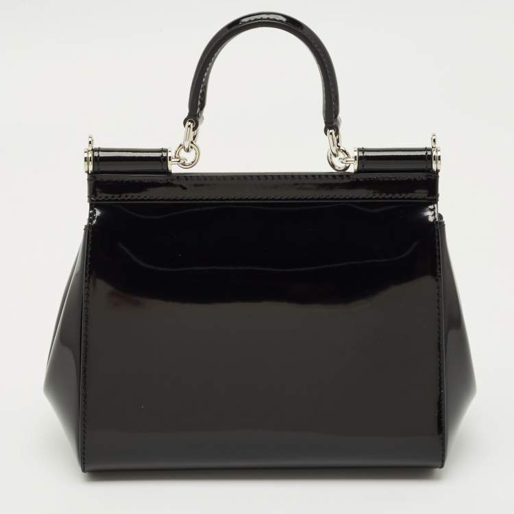 Pre Owned Dolce & Gabbana Black Leather Small Miss Sicily Top Handle Bag