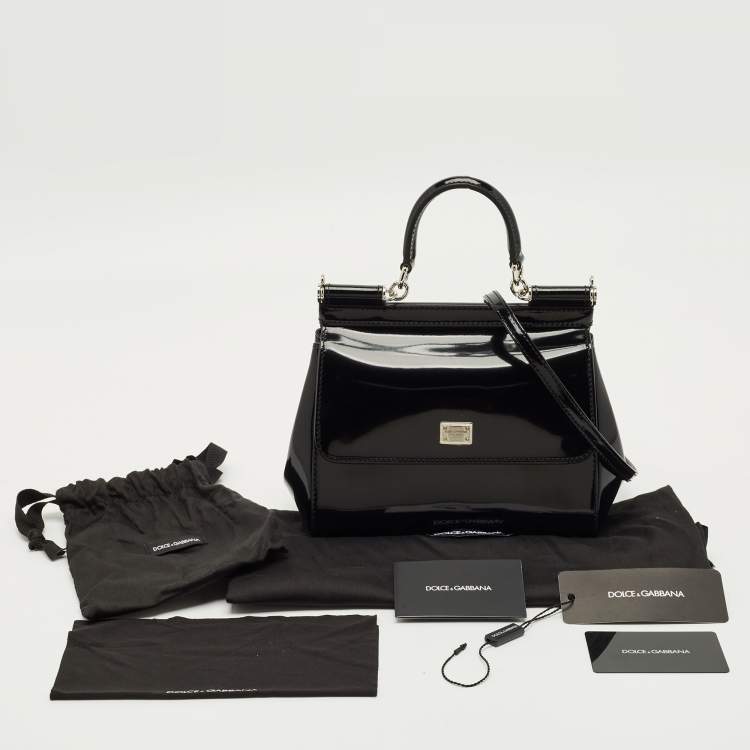 Pre Owned Dolce & Gabbana Black Leather Small Miss Sicily Top Handle Bag