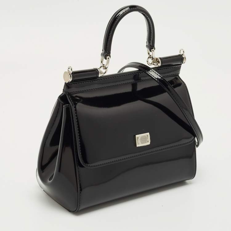 Pre Owned Dolce & Gabbana Black Leather Small Miss Sicily Top Handle Bag